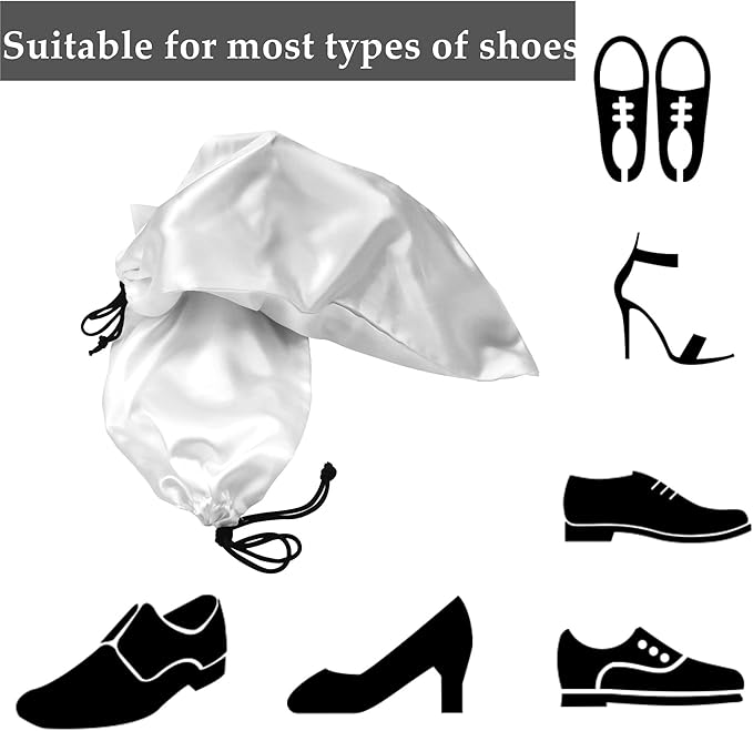 GONGKANGYUAN 20 Pack Satin Shoe Bags for Travel, Drawstring Shoe Storage Bags for Men and Women, Dustproof Moisture-Proof Shoe Pouches for Packing & Organizing Shoes