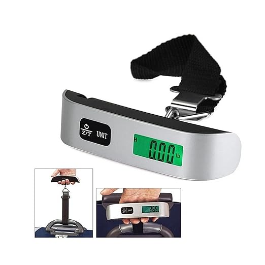 Luggage Weight Scale, Mini Digital Luggage Scale 50KG Hand Held LCD Electronic Scale Electronic Hanging Scale Thermometer Capacity Weighing Device,for Travel