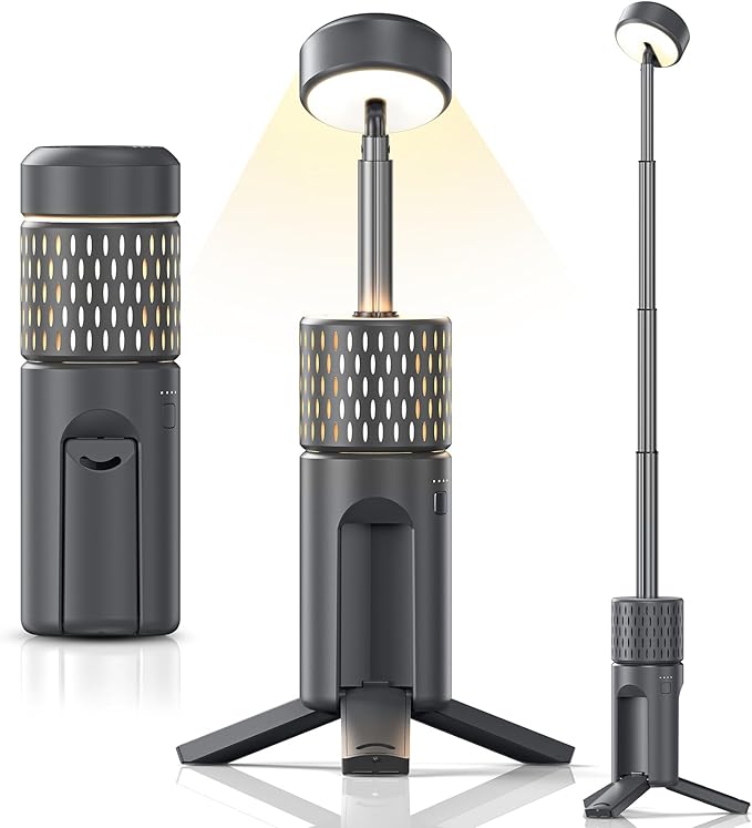 Telescopic Camping Lights,Rechargeable Camping Lantern,Portable Outdoor Tent Light,Hiking,Emergency,Fishing,Camping Essentials,IP54 Waterproof（Gray）