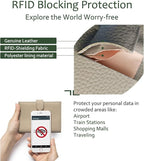 Passport Wallet for Women – Slim RFID Blocking Passport Cover with 1 Passport Slot & 3 Card Slots, Coin Pocket & SIM Slot – Genuine Leather Travel Organizer Elephant Gray