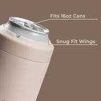 HydroJug Standard Can Cooler - 2-in-1 Insulated Can Cooler Cup - Stainless Steel Can Holder with Non-Slip Rubber Base - Screw-Top Lid - Dishwasher Safe - 16oz, Dune