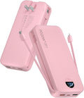Portable Charger, 20000mAh PD20W Fast Charging Power Bank with Built-in Cables & Wall Plug, External Battery Pack with LED Display, Travel Essentials Battery Bank for iPhone, iPad, Samsung Fairy Pink