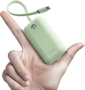 iWALK Mini Portable Charger 10,000mAh, 22.5W USB-C Fast Charging Power Bank with Built-in Cable, Travel Essential Ultra-Small Battery Pack Compatible for iPhone 17/16/16 Pro/15, Samsung, Google, Green