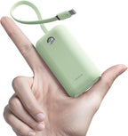 iWALK Mini Portable Charger 10,000mAh, 22.5W USB-C Fast Charging Power Bank with Built-in Cable, Travel Essential Ultra-Small Battery Pack Compatible for iPhone 17/16/16 Pro/15, Samsung, Google, Green