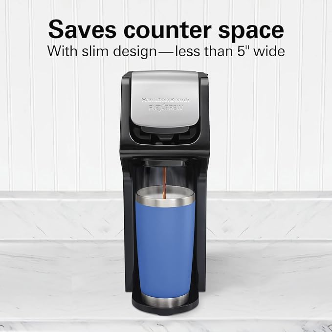 Hamilton Beach FlexBrew Single Serve Coffee Maker, Coffee Machine Compatible with Pod Packs and Grounds, Black Next Gen (49900)