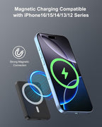 5000mAh Magnetic Portable Charger, Ultra Slim Magnetic Power Bank with USB-C Cable Compatible with iPhone 17/16/15/14/13/12 Series
