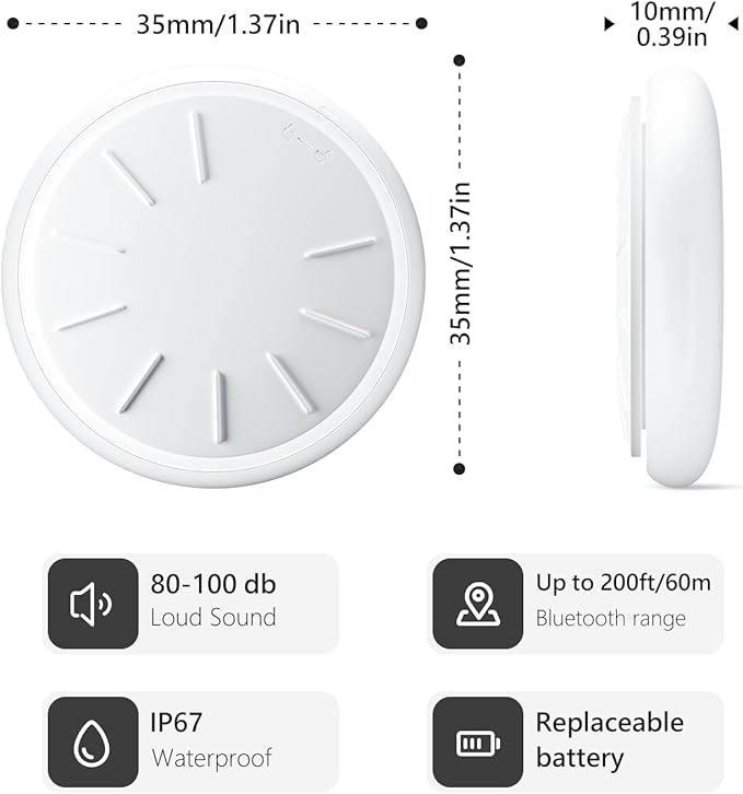 Tracker Tags-4 Pack, Item Tracker with Waterproof Case for Your Keys, Wallet etc, Luggage Tracker Works with Find My APP (iOS Only)