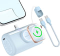 RORRY PalmGo Portable Charger, 10000mAh PD 22.5W Fast Charging Mini Power Bank with Built-in USB C Connector, 3-in-1 Battery Pack for iPhone 17/16/15 Pro/Max, Apple Watch Ultra/11/10/SE, iPad, Blue