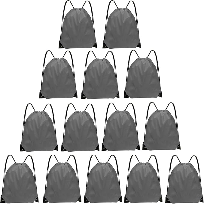 Grneric Drawstring Bags Bulk 14 Pcs Drawstring Backpack Bulk Cinch Bag Sackpack for Men Women Gym (Gray)