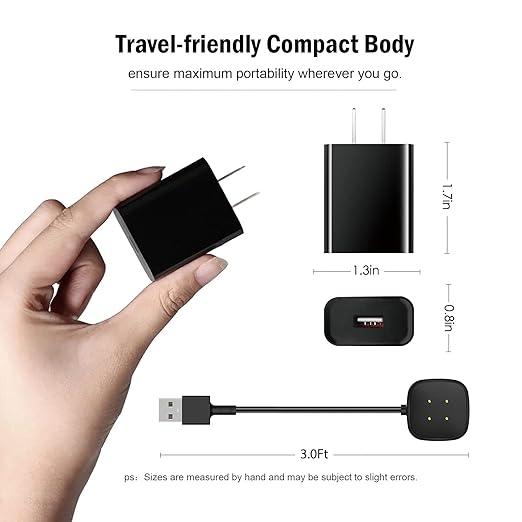 Fast Wall Charger for Fitbit Sense & Versa 3 Versa 4 & Replacement Google Pixel Watch 3/2 USB Charging Cable Cord for Fit bit Sense 2/Sense/Versa 4 3 Smartwatch Charger Dock USB Cable Cord