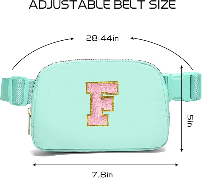 Gitus Belt Bag Fanny Pack Crossbody Bags with Initial Letter Patch Cute Stuff Birthday Gifts for Teenager Girls Trendy Preppy Stuff for Teen Girls Cool Stuff for Teens (Mint Green-F)