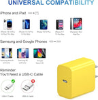 iPhone Charger Fast Charging USB C Charger Block Type C Charging iPad Chargers with 6FT C Chargers Cord Compatible with iPhone14/14 Pro Max/13/13Pro/12/12 Pro/11,iPad(Yellow)