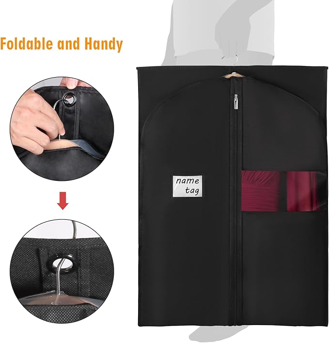Syeeiex 72'' Long Dress Bags for Gowns, Garment Bags for Hanging Clothes, Dress Garment Bag, Garment Covers with Clear Window for Prom Dresses,Formal Gowns,Long Winter Coats,Evening Dress(3 Pack)