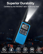 NXGKET Walkie Talkies for Adults Long Rang NOAA Weather Alerts, Rechargeable Walkie Talkies 2 Way Radio 22 FRS Channel with 1800mAh Li-ion Battery USB-C Cable Outdoor Cruises Camping, 4 Pack