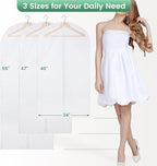 Carbrea Translucent Garment Bags for Hanging Clothes - Frosted Clothes Storage Bags for Suits, Dresses, Closet Storage - 6 Pack