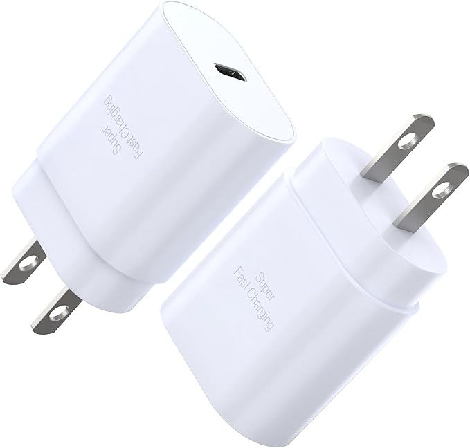 TT&C 30W USB-C Power Brick, PD Super Fast Type-C Wall Adapter Compatible with iPhone 17, 17 Pro Max, iPhone Air, 17e, 16, 16e, 15, iPad mini, & for Galaxy S26/S25/S24 White 2-Pack