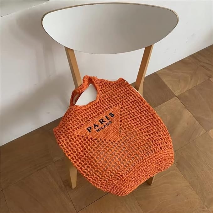 POOOPSSD New Woven Bag, Straw Mesh Tote Bag, Beach, Shoulder Bag, Hobo Women, Foldable Large Capacity, for Holiday.