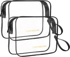 Icramsy Clear Makeup Bag,2 Pack TSA Approved Toiletry Bag Travel Toiletry Bag Hanging Makeup Cosmetic bag for Women Men (Black).