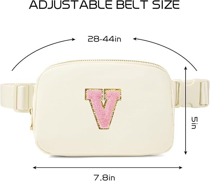Gitus Personalized Gifts Birthday Gifts for Girls Fanny Pack Cross Body Bags with Initial Letter Preppy Stuff Gifts for Her Girlfriend Wife Sister Friends Mom (Ivory-V)