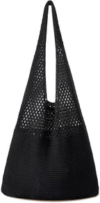 Pleneal Crochet Tote Bag, Mesh Beach Bag, Knitted Shoulder Beach Bags for Women Vacation Aesthetic Hobo Tote Bags