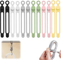 12PC Data Cable Organizer, 2026 Upgrade Silicone Cable Ties Reusable Cable Management Organizers, Multipurpose Elastic Cord Organizer for Fastening and Bundling Cable Cords Wires (12PC)