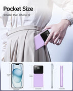 RONEGN Portable Charger with Built in Cable - 22.5W Power Bank Fast Charging USB C LED Display 10000mAh Travel Battery Pack 5 Outputs & 3 Inputs for iPhone Samsung Android iPad Phones Tablets etc