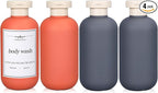 ASEVAT 6.7oz Airtight Plastic Travel Shampoo Bottles, Travel Shampoo and Conditioner Bottles Refillable, Empty Squeeze Bottle, Hand Soap Dispenser for Vacation, Gym, Lotion(OrangeGrey)