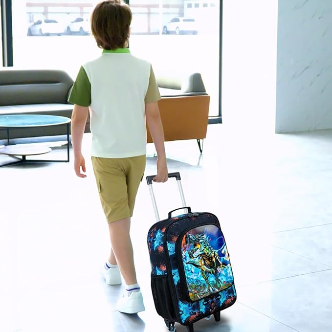 WZLVO Kids Luggage for Boys and Girls, Cute Dinosaur Unicorn Rolling Wheels Suitcase for Toddler Children
