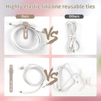 Oligei 25 Pcs Silicone Cable Ties, Cable Ties Reusable, High Elasticity Cord Wraps for Electrical Cords, Cord Organizer for Earphone, Phone Charger(Khaki)