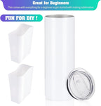 16 Pack Sublimation Tumblers Straight Skinny Tumbler Blanks Bulk 20oz for Heat Transfer, Individual Gift Boxed, Double Wall Insulated Tumbler with Shrink Wrap & Straws