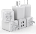 6Pack USB Wall Charger, iGENJUN 2.4A Phone Charger Dual USB Port Cube Power Plug Adapter Fast Wall Charger Block Compatible with iPhone 17/17 Pro/16/16 Pro, Samsung Galaxy, Pixel, LG, Android-White
