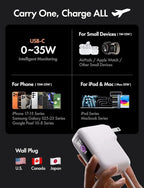 LISEN [Practical＆Lazy Design] 3 in 1 Travel Essentials Power Bank，7000mAh 35W Fast Charging with Wall Plug and Build-in Cable for iPhone 17 16 15 Pro Max Plus,Samsung Galaxy,iPad,Android，Pearl White
