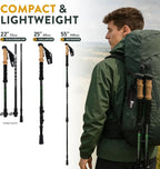 100% Carbon Fiber Trekking Poles by USA Brand - Ultra Strong Lightweight Collapsible Hiking Poles with Cork and EVA Foam Grips & Quick Adjustable Flip Locks