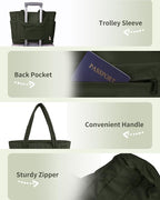 Wandering Nature Puffer Tote Bag with Cup Holder & Laptop Compartment & Trolley Sleeve for Travel, Work, Nurse, Women