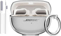 Aircawin for Bose Ultra Open Earbuds Case Clear 2024,Full Protective Shockproof Soft Transparent TPU Cover for Bose Open Ear Wireless Earbud Headphone Accessories with Carabiner and Cleaning Pen-Black