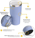 RTIC 30oz Essential Tumbler with Lid, Ceramic Lined, Insulated, Stainless Steel, Metal, Double Wall Vacuum-Insulation, Travel Cup for Iced Coffee, Tea, Hot and Cold Drink, Periwinkle
