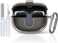 [Secure Lock] for Bose Ultra Open Earbuds Case(2024), TUDIOW Clear TPU Shockproof Protective Cover for Bose Open Ear Wireless Earbuds Accessories with Cleaning Kit & Keychain (Clear Grey)