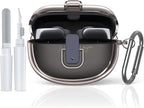 [Secure Lock] for Bose Ultra Open Earbuds Case(2024), TUDIOW Clear TPU Shockproof Protective Cover for Bose Open Ear Wireless Earbuds Accessories with Cleaning Kit & Keychain (Clear Grey)