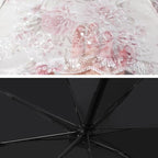 Floral Lace Folding Compact Umbrella - UV Protection Sun Flower Fancy for Women Girls, Portable Travel for Walking, Tea Party, Photo Shooting