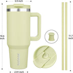 BJPKPK Tumbler With Handle 40 oz Stainless Steel Insulated Tumbler With Lid And Straw For Water Or Ice Coffee,Macaron Green