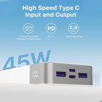 JUOVI J2621 Power Bank Portable Charger 20000mAh 45W, PD3.0 QC 4.0 Fast Charging Battery Pack with LED Display,2 USB-C,2 USB-A for iPhone 15 16, MacBook