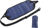 CHICIRIS Foot Hammock for Airplane Travel, Portable Breathable Mesh Footrest with AntiTip Design, 19.69-43.31in Adjustable Length for Office Home and Plane Comfort (Navy Blue)