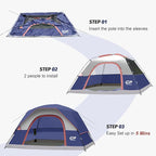 CAMPROS CP Camping Tent 2/4/6 Person, Waterproof Windproof Double Layer Dome Tent, Easy Setup with Large Mesh Windows & Wide Door for Outdoor Camping Backyard