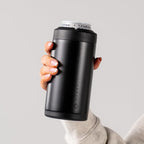 HydroJug Standard Can Cooler - 2-in-1 Insulated Can Cooler Cup - Stainless Steel Can Holder with Non-Slip Rubber Base - Screw-Top Lid - Dishwasher Safe - 16oz, Black