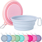 SLSON Collapsible Dog Bowl, 2Pack Macaron Color Pet Travel Bowls Silicone Foldable Water Feeder Dish for Small to Large Dogs Cat Walking Hiking Camping (Macaron Coral and Light Grey, Medium)