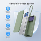 NOBIS Portable Charger 10000mAh 25W Power Bank Fast Charging Battery Pack with Built-in Type-C Cable, USB-C in/Out, USB-A Output with LED Display for Phone 17 S25