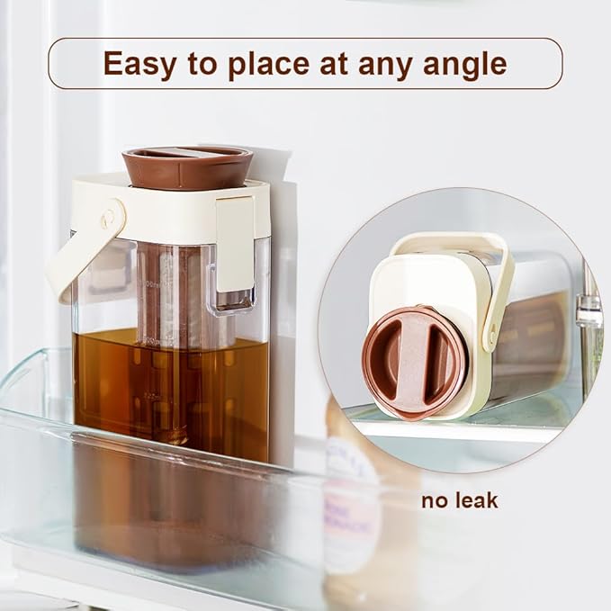 Cold Brew Coffee Maker, 1L/35oz Portable & Durable Iced Tea and Coffee Brewer, Leak-Proof & BPA-Free Kettle, Removable Mesh Filter For Easy Cleaning & Using, Dishwasher Safe, Space Saving.
