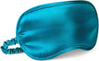 Breathable Silk Sleep Mask Blindfold, Elastic Blackout Eye Cover Headband for Sleeping Nap Travel Time, Peacock Blue, 1 Pack