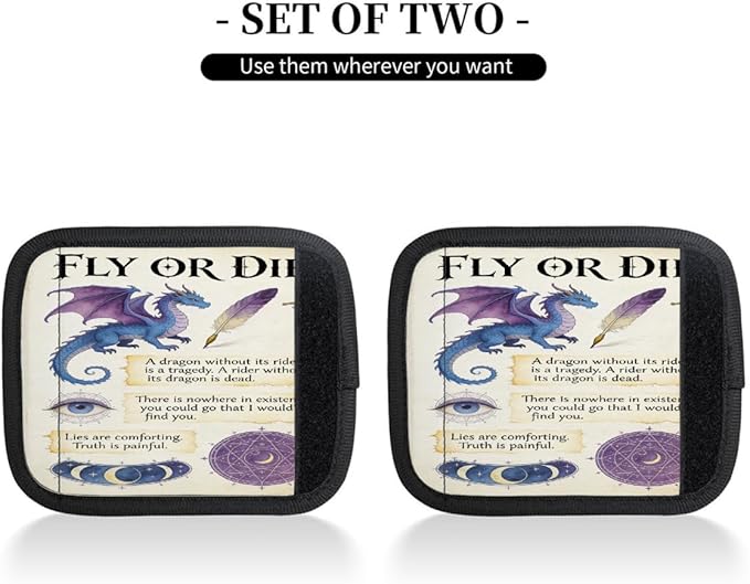 2 Pack Luggage Handle Wrap with Travel Tags - Non-Slip Protective Cover Soft Handle Grips Covers for Suitcase(Fly Dragon)