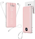 penaover Portable Charger with Built-in Cables&AC Wall Plug,Slim 10000mAh 22.5W Fast Charging Power Bank,5 Output 2 Input USB-C External Battery Pack Compatible with iPhones,Samsung,Android, etc
